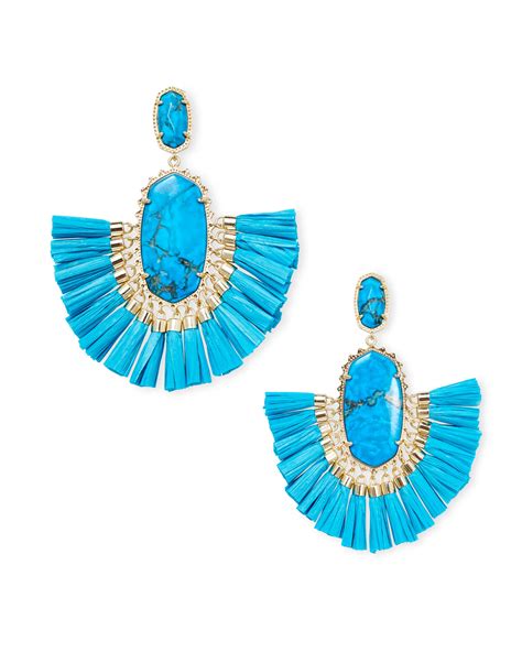 Cristina Gold Statement Earrings In Aqua Howlite Kendra Scott