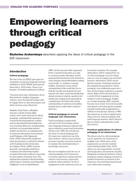Empowering Learners Through Critical Pedagogy | PDF