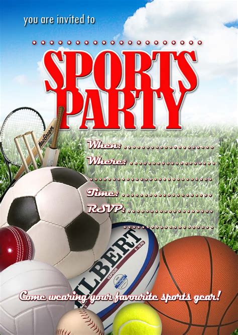 FREE Kids Party Invitations: Sports Party Invitation