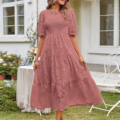 IDALL Summer Dresses Maxi Dresses 2023 Summer Women S Round Neck