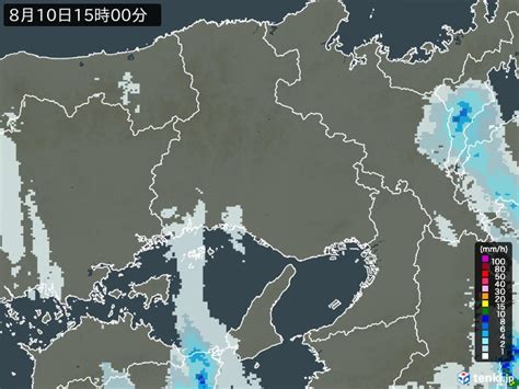 兵庫県の過去の雨雲レーダー2023年08月10日 日本気象協会 Tenkijp