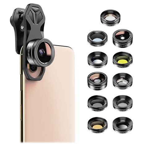 Apexel Apl Dg In Universal Clip On Camera Lens Kit Black