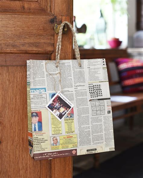 Handmade Recycled Newspaper Bags with Jute Handle, Medium - Set of 20 ...