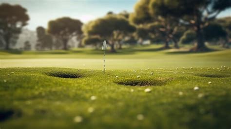 Premium Ai Image Blue Sky And Mountains In The Background Of A Golf