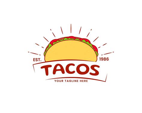 Tacos Vintage Logo Mexican Traditional Street Food Flat Cartoon Style