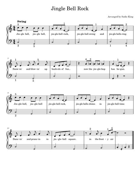 Jingle Bell Rock Easy Piano Sheet Music For Piano Solo