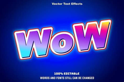 Vektor Realistische Wow 3d Text Effekt Premium Vektor