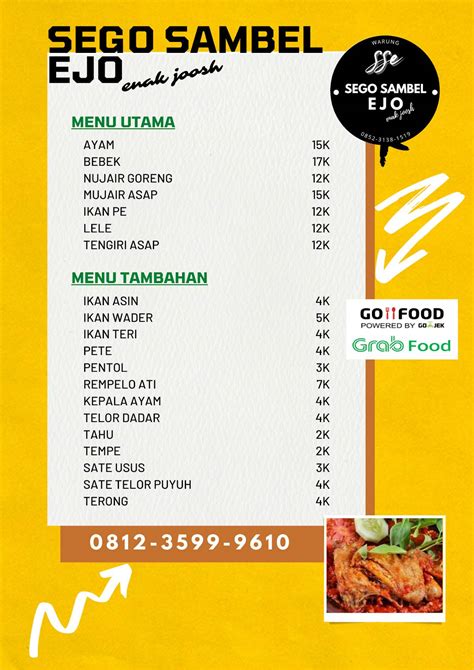 Carta Del Restaurante Sego Sambel Ejo 2 Sidoarjo