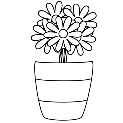 Dibujos De Maceta Con Flores Gratis Para Colorear Para Colorear Pintar