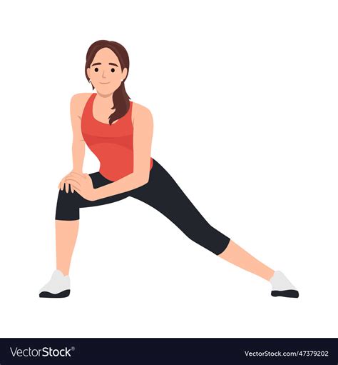 Woman Doing Hip Flexor Stretches To Release Vector Image