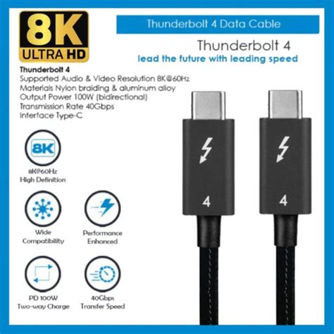 Jual Cable Usb C Thunderbolt 4 Data Converter 40Gbps 8K 60hz PD 100W