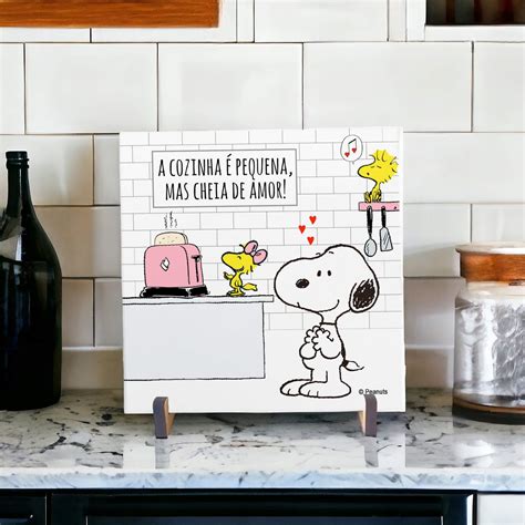 Azulejo Decorativo Para Cozinha Do Snoopy Frase A Cozinha Pequena