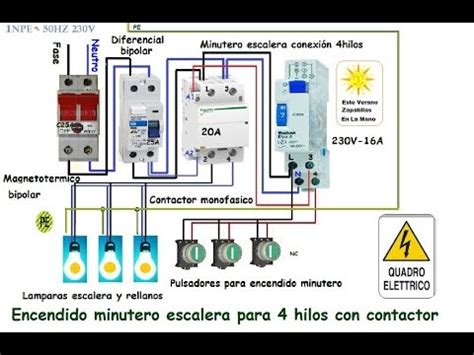 Esquemas eléctricos Minutero escalera y contactor