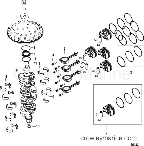 Crankshaft Pistons And Connecting Rods Outboard Efi Elpt