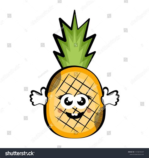 Happy Pineapple Cartoon Colored Sketch Vector Stock Vector Royalty Free 1318676357 Shutterstock