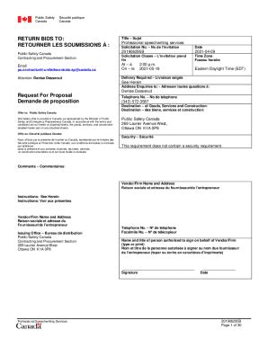 Fillable Online Request For Proposal Demande De Proposition Fax Email