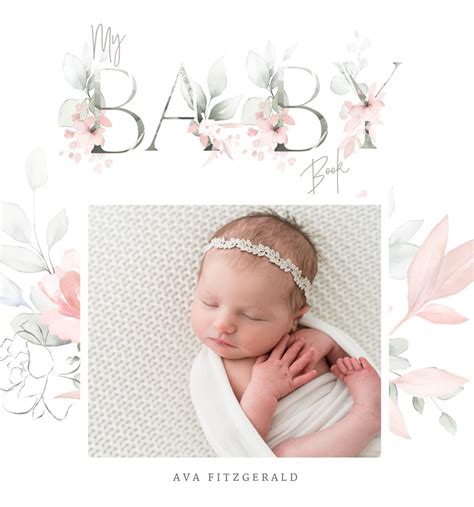 Watercolor Florals Girls Baby Photo Album Template by Stephanie ...