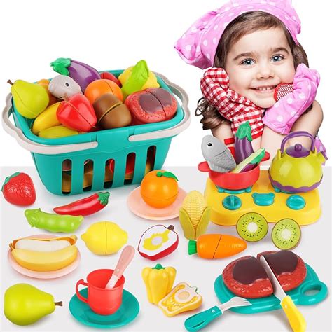 70 PCS Cutting Play Food Toy For Kids Kitchen, Pretend, 52% OFF