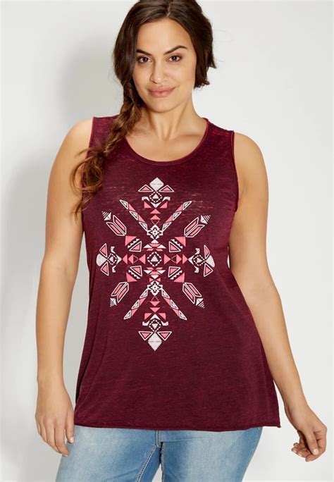 Plus Size Burnwash Tank With Puff Paint Graphic Maurices