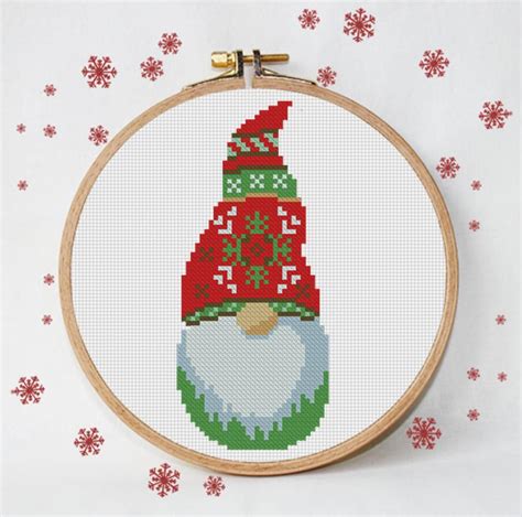 Gnome Christmas Ornaments Set Cross Stitch Pattern Pdf Counted Etsy