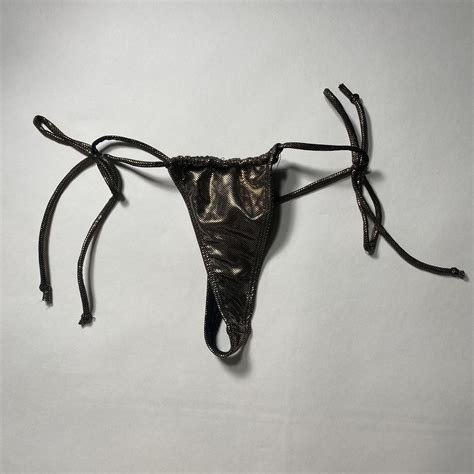 Metallic Golden String Bikini Thong Size Depop