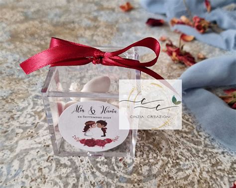 Porta Confetti Nozze Rose Bordeaux Cinzia Creazioni