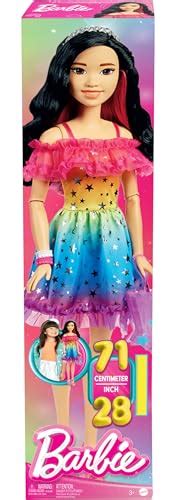 Barbie Large Doll With Black Hair Inches Tall Rainbow Dress And