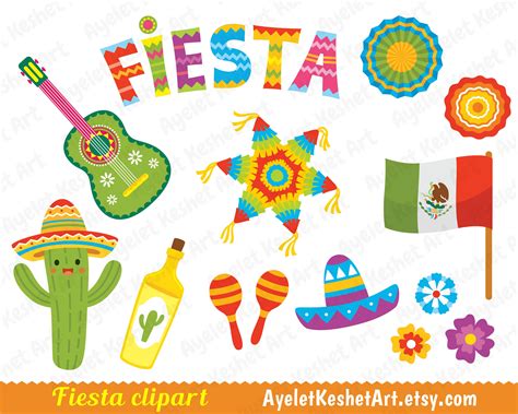 Fiesta Clipart Set Cute Graphics Of Mexican Party And Cinco De Mayo