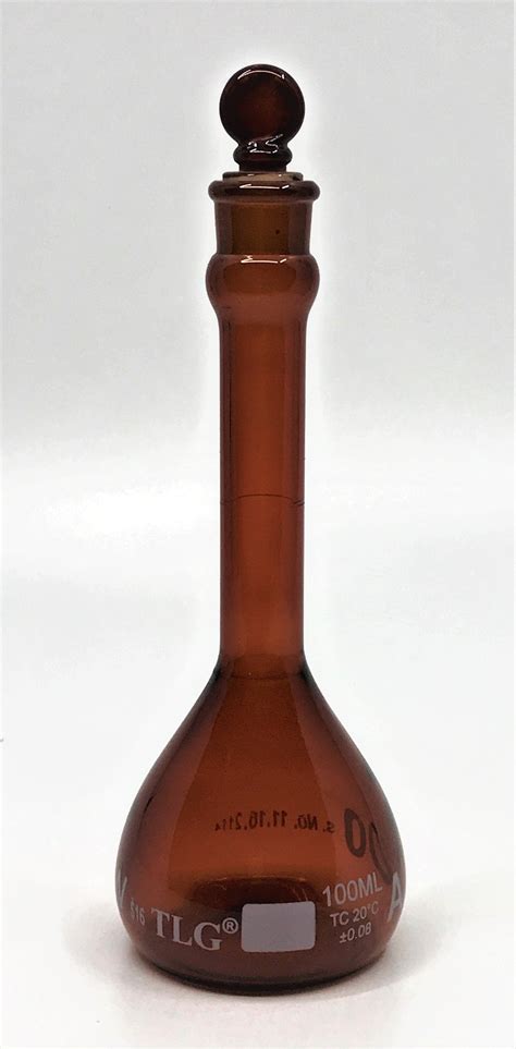 Serialized And Certified Volumetric Flask Class A Low Actinic Amber