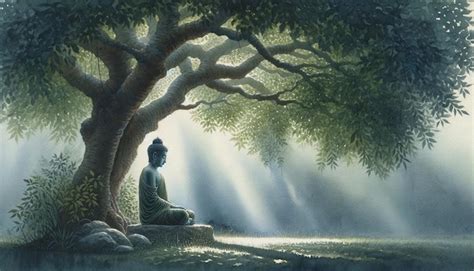 Premium Photo Watercolor Painting Of Buddha Sitting Beneath A Tree