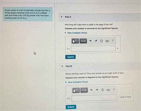 Solved At The Center Of A 50 M Diameter Circular Ice Rink A Chegg