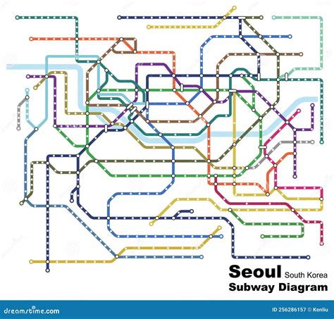 Vector Illustration of the Subway Diagram of Seoul,South Korea Stock