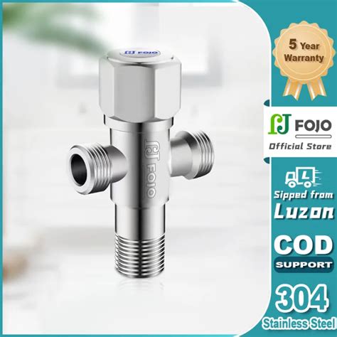 【fojo】304 Stainless Steel Two Way Angle Valve 12 Angle Valve With Ring Cover For Faucet Toilet