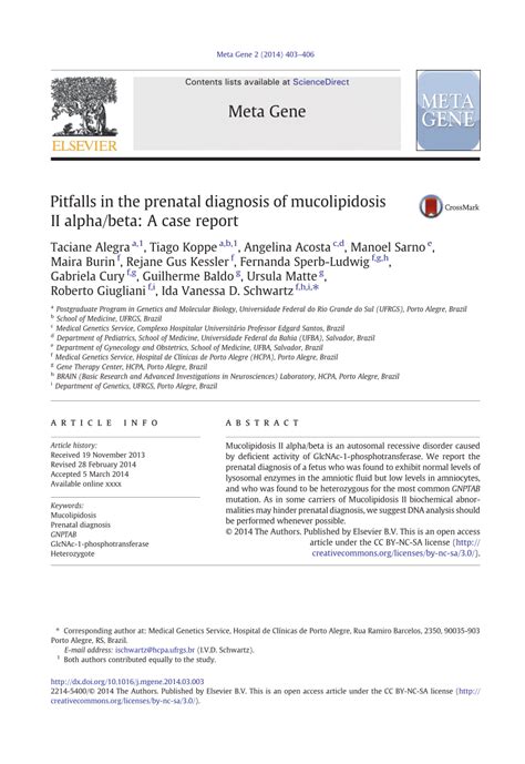 PDF Pitfalls In The Prenatal Diagnosis Of Mucolipidosis II Alpha Beta