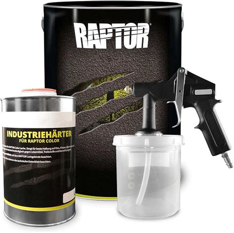 U POL RAPTOR Lack RAL Farben Im Gebinde Kit Mit Pistole