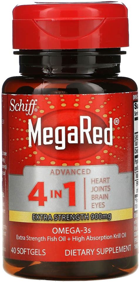 Schiff‏, MegaRed, Advanced 4 In 1 Omega-3s, Extra Strength, 900 mg, 40 ...