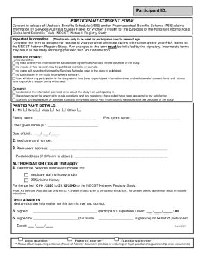 Fillable Online Services Australia Participant Consent Form Services