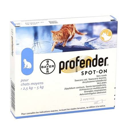 PROFENDER SPOT ON MOYENS CHATS DE 2 5 5 KG 2 Pipettes