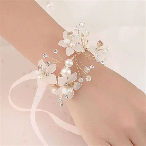 Braut Handgelenk Corsage Seide Rose Hochzeit Hand Blume Armband