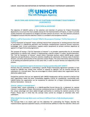 Fillable Online Unhcr Selection And Retention Of Partners For Project