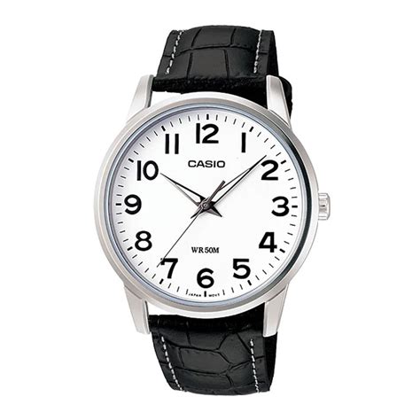 Order Casio Enticer Men S White Dial Black Leather Strap Analog Watch