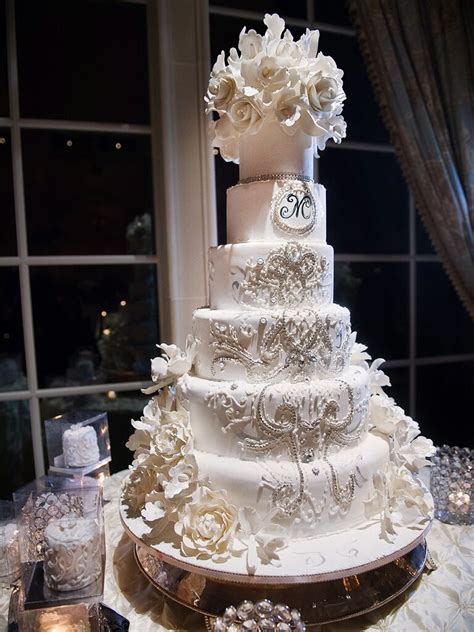 Beautiful White Wedding Cakes With Bling