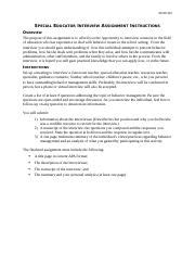 Special Educator Interview Assignment Instructions 1 Docx EDSP 429