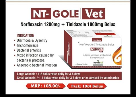 Nt Gole Vet Norfloxacin Mg Tinidazole Mg Bolus For