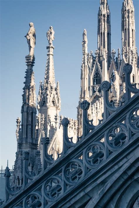 Sculptures and Towers of Milan Duomo Cathedral Stock Image - Image of ...