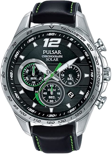 Pulsar Herren Chronograph Solar Uhr Mit Leder Armband PZ5023X1 Amazon