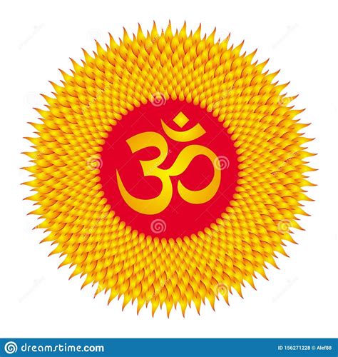 Circle Mandala Sun Red Orange And Yellow Colors Sign Aum Om Ohm