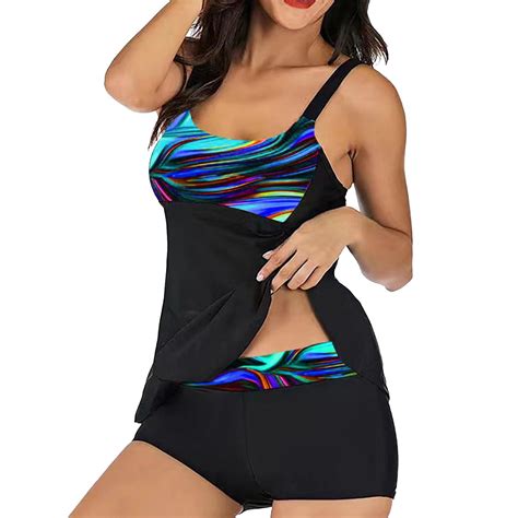 EHRWE Women S High Waisted Two Piece Bikini Sets Swimwear Tankini