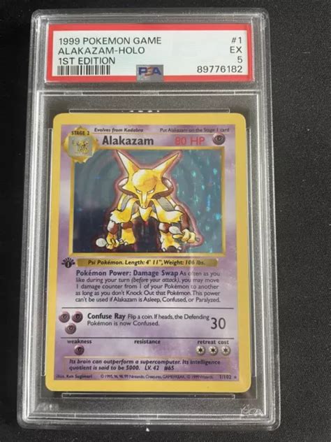 1999 POKEMON BASE Set 1ère Edition 1 102 Alakazam Holo PSA 5 EUR 105 26