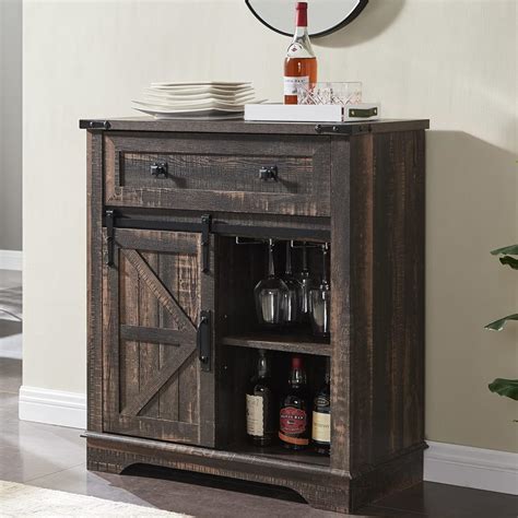 Buy Okd Farmhouse Coffee Bar Cabinet Sliding Barn Door Buffet